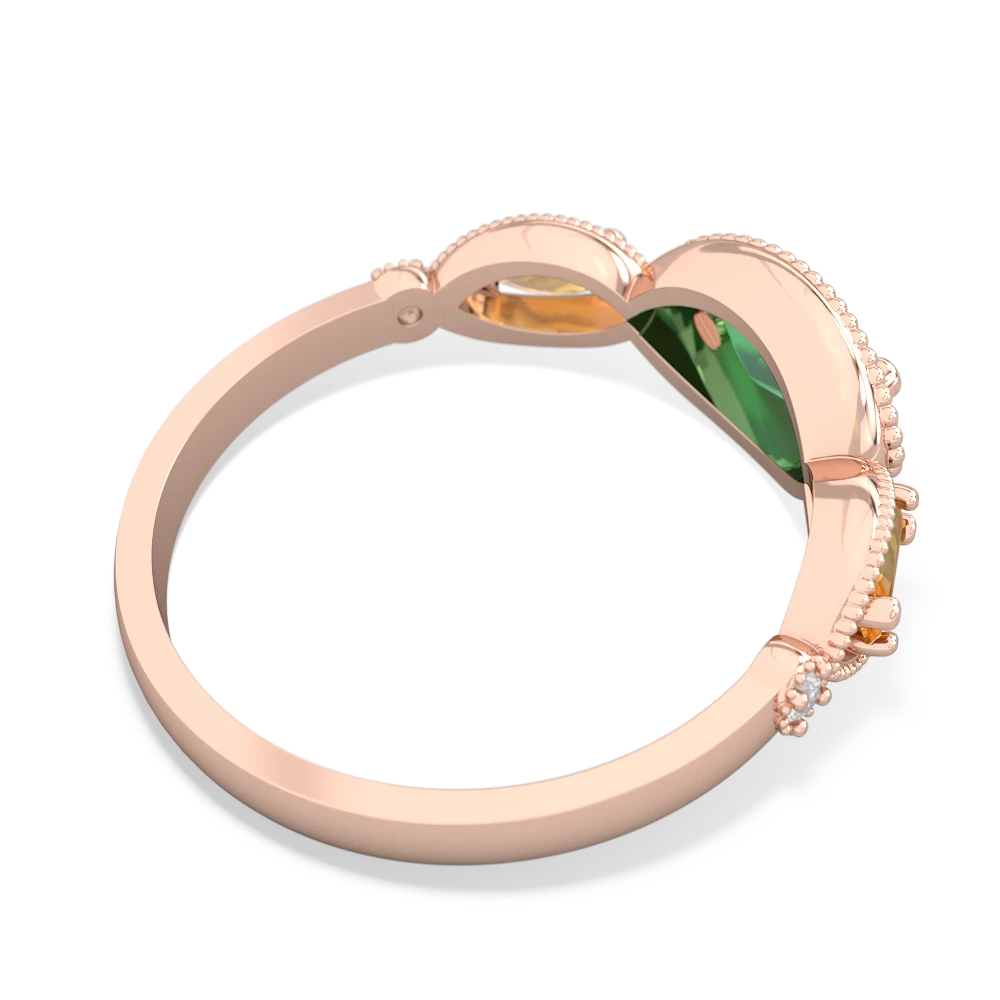 Lab Emerald Milgrain Marquise 14K Rose Gold ring R5700