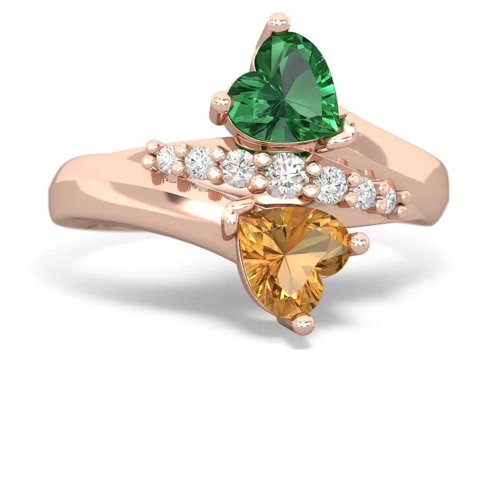 Lab Emerald Heart To Heart 14K Rose Gold ring R2064