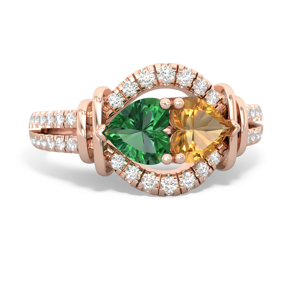 Lab Emerald Art-Deco Keepsake 14K Rose Gold ring R5630