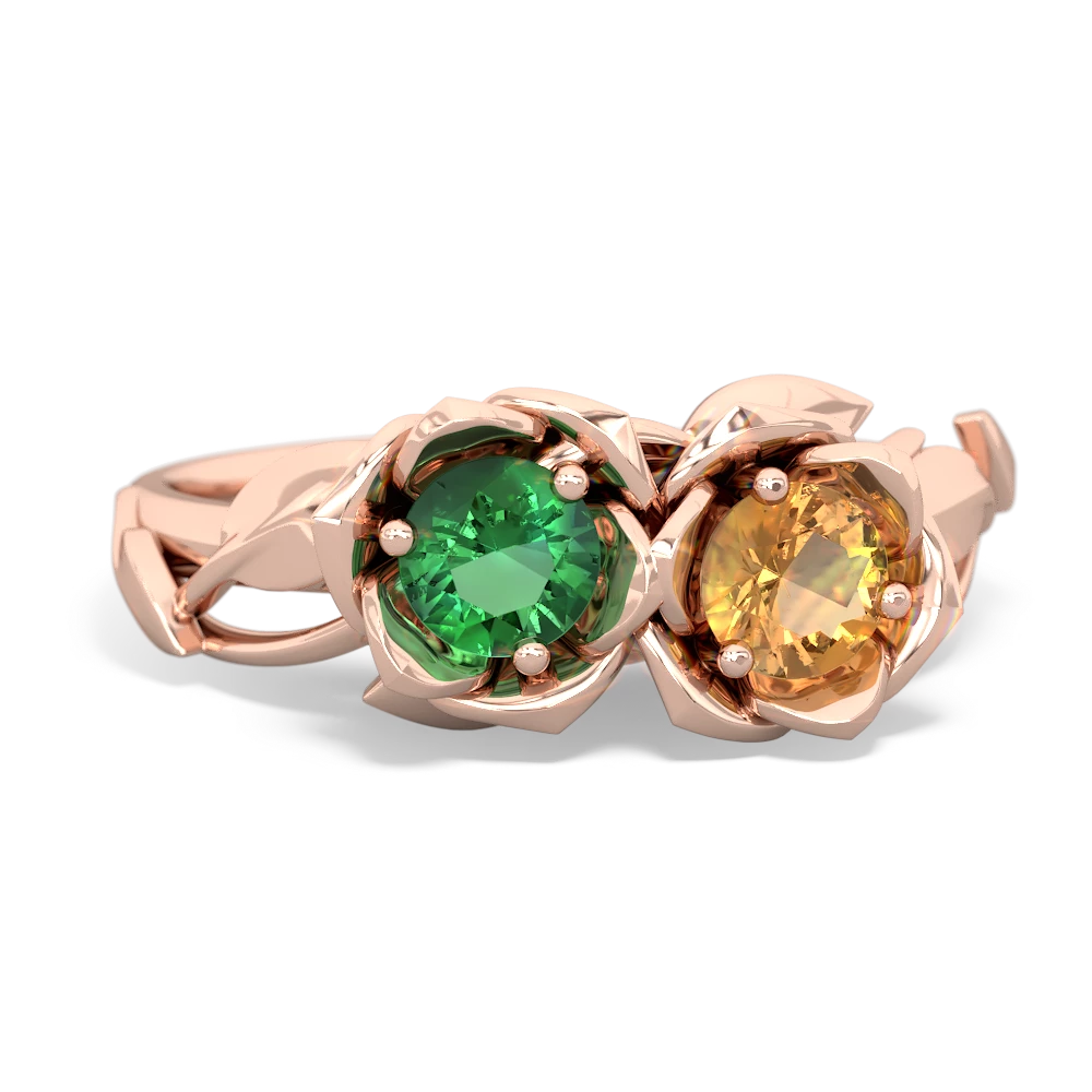 Lab Emerald Rose Garden 14K Rose Gold ring R5510