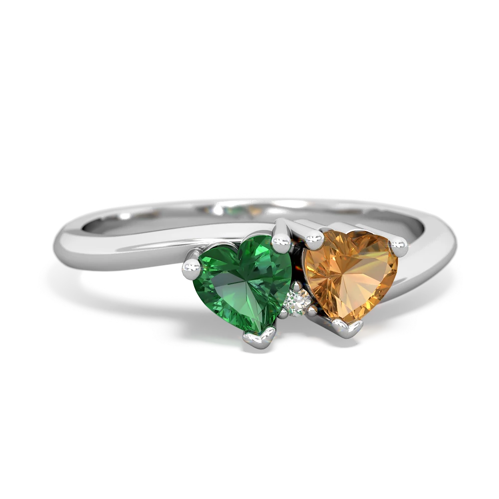 Lab Emerald Sweethearts 14K White Gold ring R5260