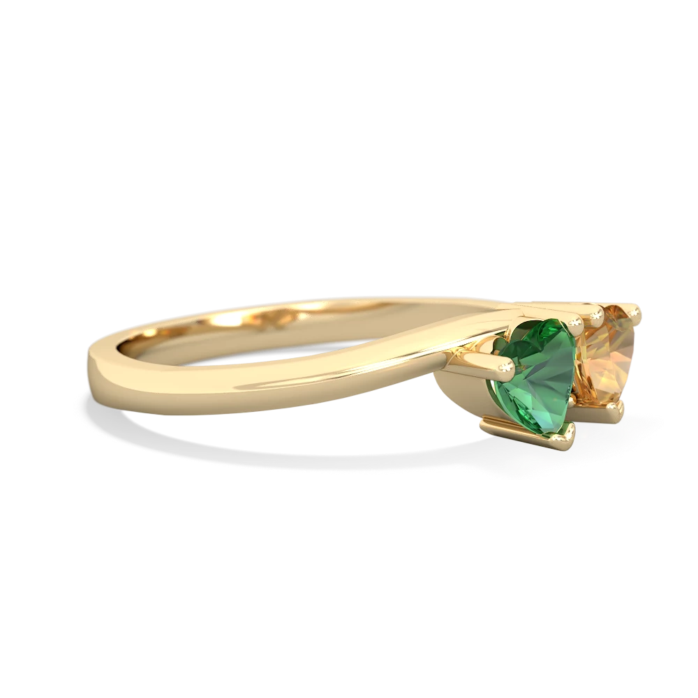 Lab Emerald Sweethearts 14K Yellow Gold ring R5260