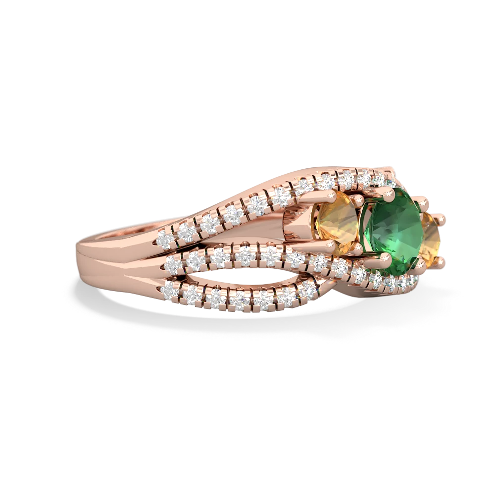 Lab Emerald Three Stone Aurora 14K Rose Gold ring R3080