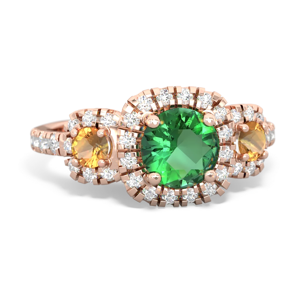 Lab Emerald Regal Halo 14K Rose Gold ring R5350