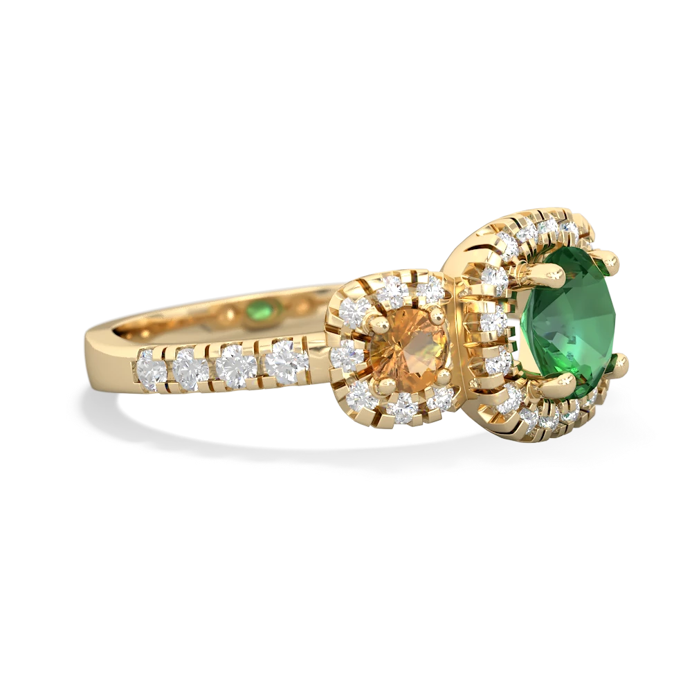 Lab Emerald Regal Halo 14K Yellow Gold ring R5350