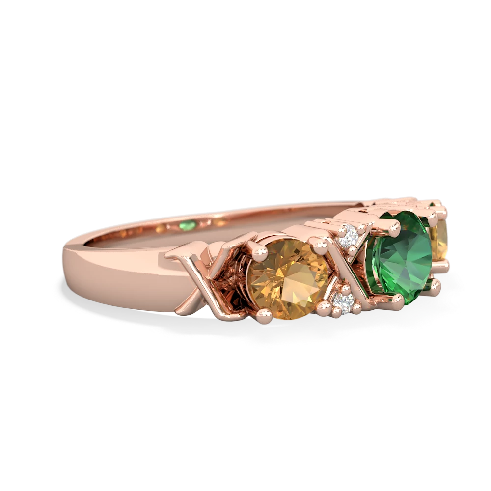 Lab Emerald Hugs And Kisses 14K Rose Gold ring R5016