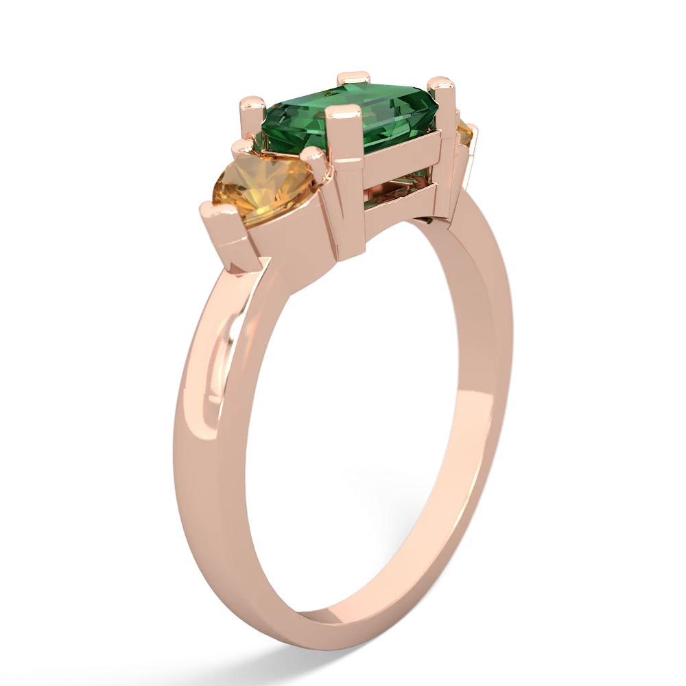 Lab Emerald Three Stone 14K Rose Gold ring R5235