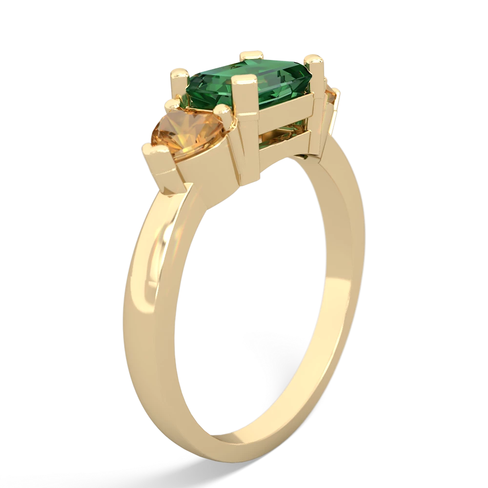 Lab Emerald Three Stone 14K Yellow Gold ring R5235