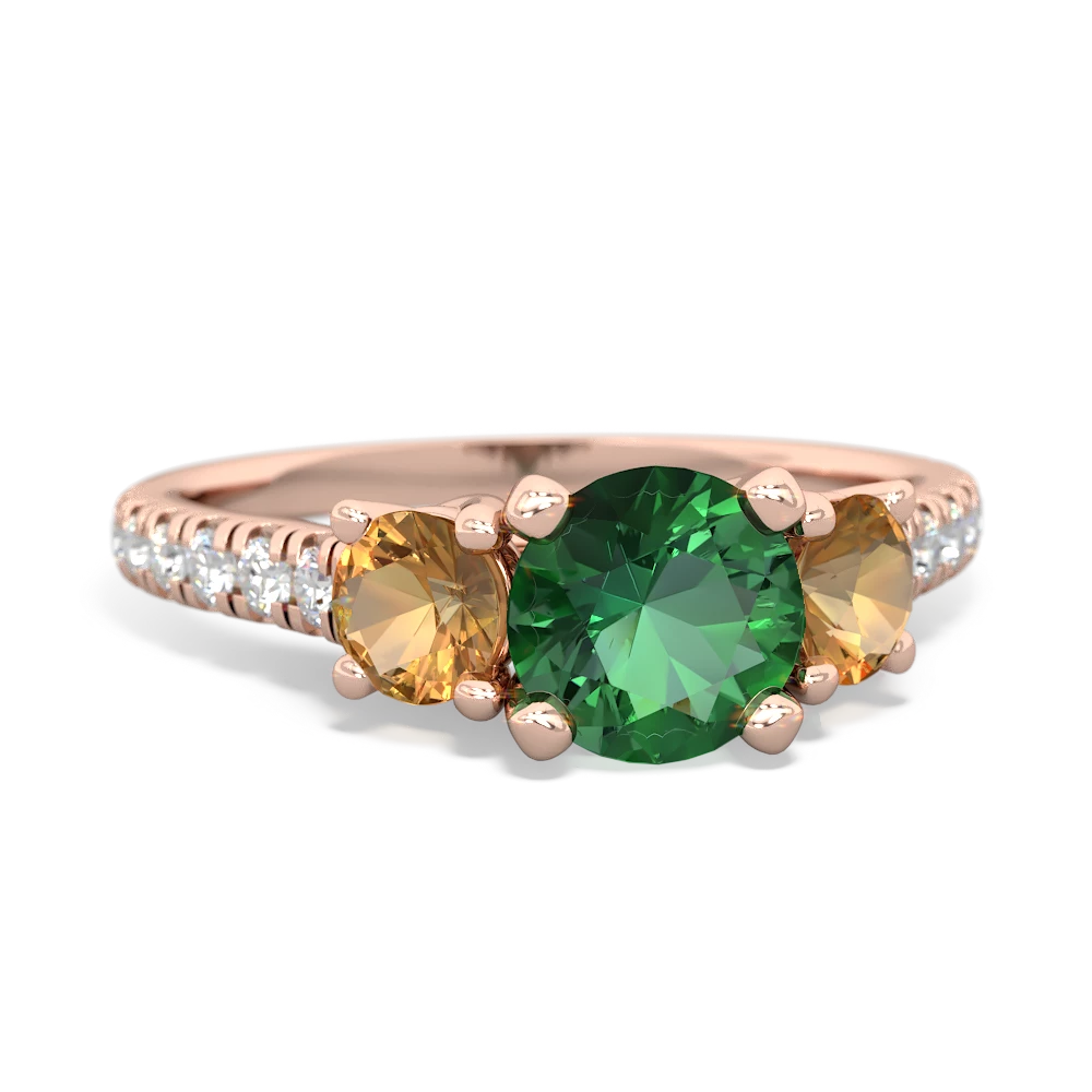 Lab Emerald Pave Trellis 14K Rose Gold ring R5500