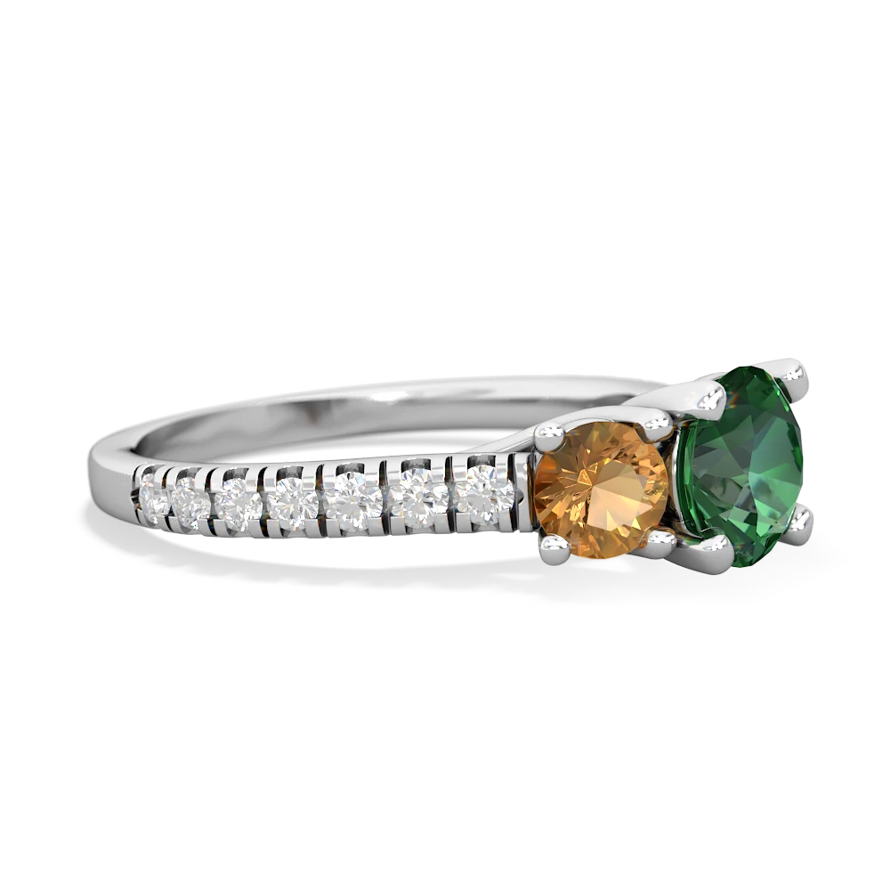 Lab Emerald Pave Trellis 14K White Gold ring R5500