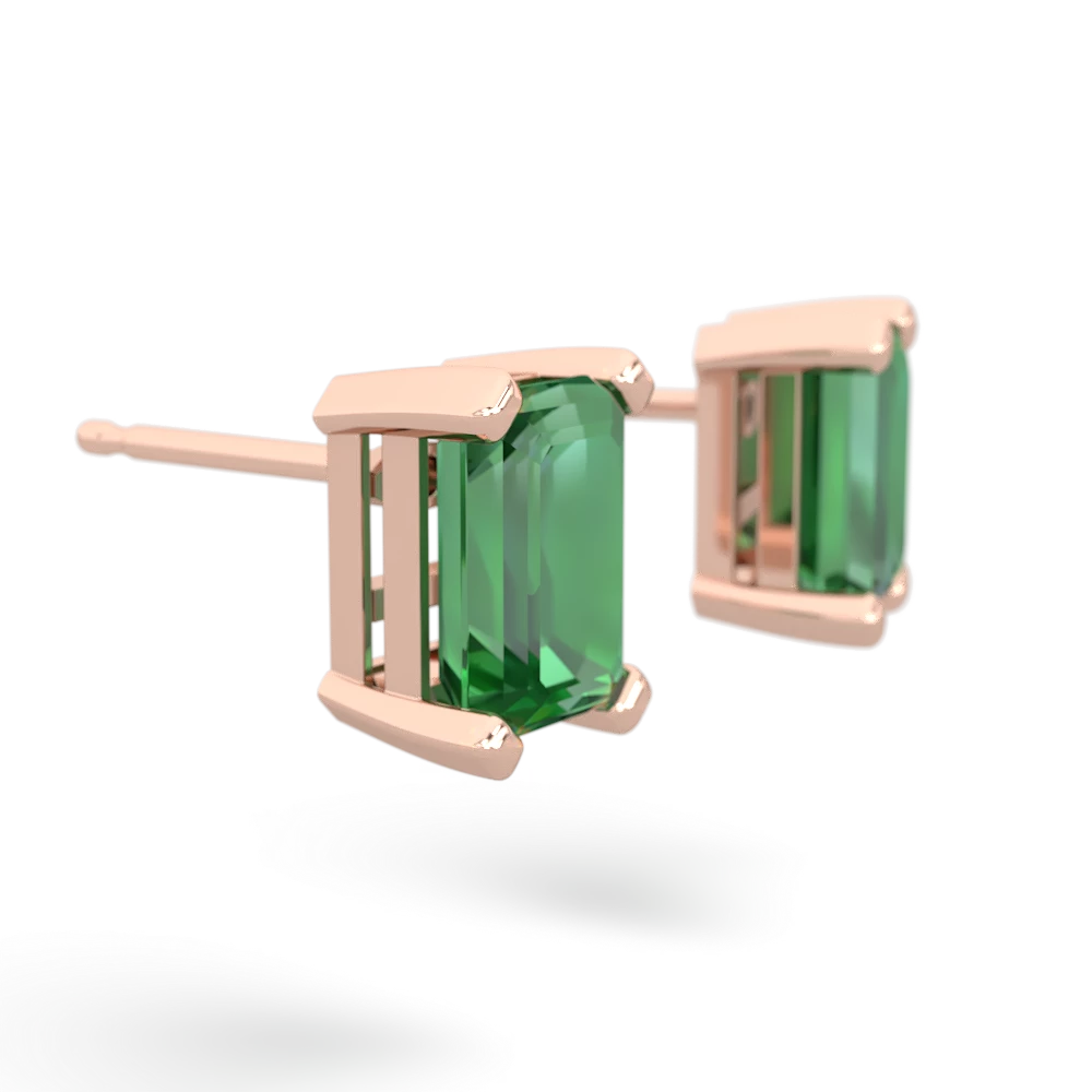 Lab Emerald 7X5mm Emerald-Cut Stud 14K Rose Gold earrings E1856