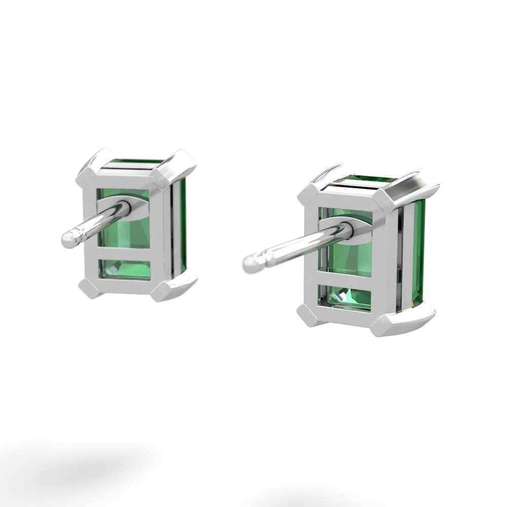 Lab Emerald 7X5mm Emerald-Cut Stud 14K White Gold earrings E1856