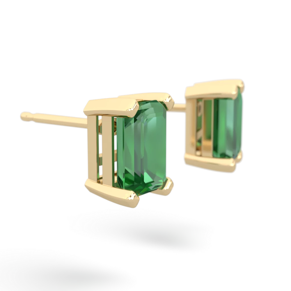 Lab Emerald 7X5mm Emerald-Cut Stud 14K Yellow Gold earrings E1856