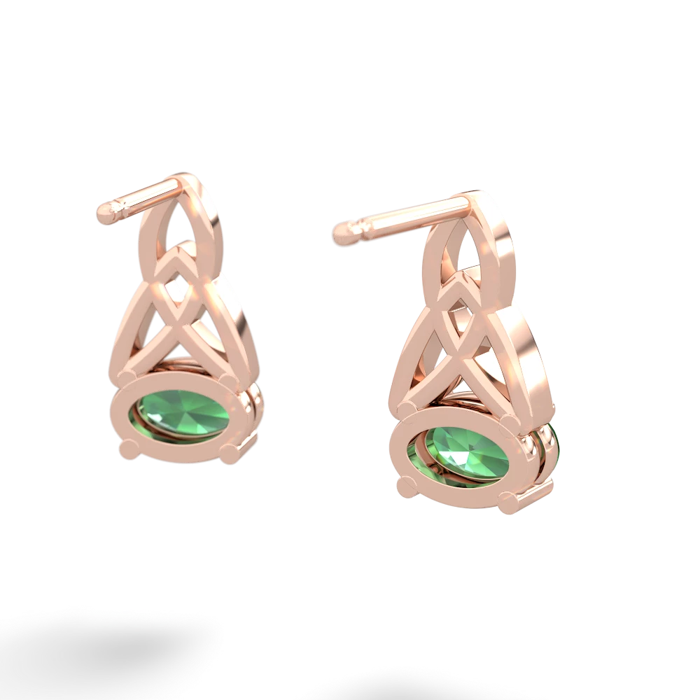 Lab Emerald Celtic Trinity Knot 14K Rose Gold earrings E2389