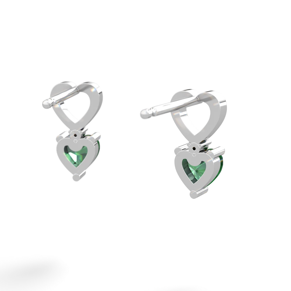 Lab Emerald Four Hearts 14K White Gold earrings E2558