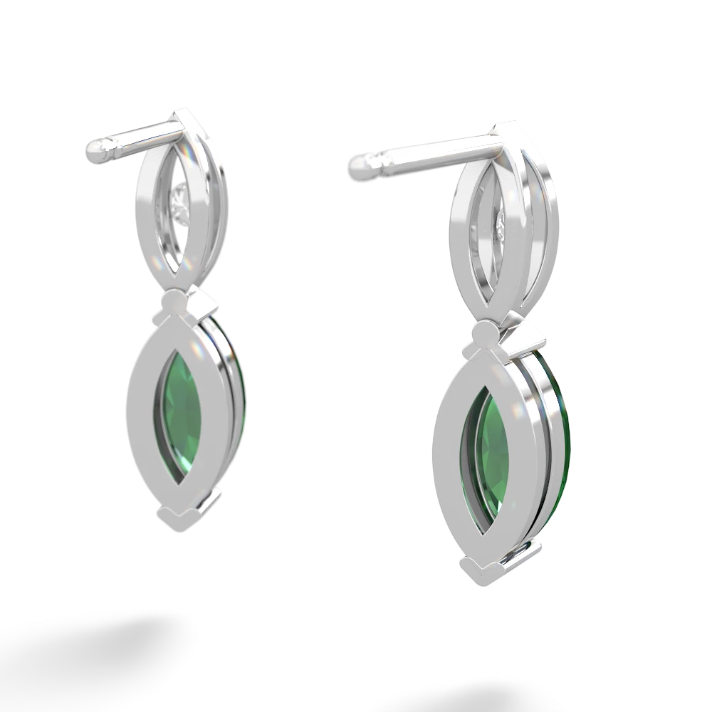 Lab Emerald Marquise Drop 14K White Gold earrings E5333