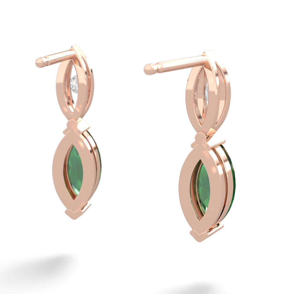 Lab Emerald Marquise Drop 14K Rose Gold earrings E5333