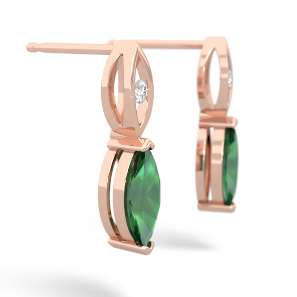 Lab Emerald Marquise Drop 14K Rose Gold earrings E5333
