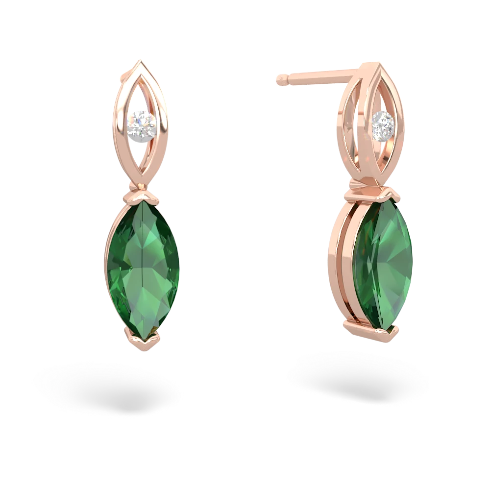 Lab Emerald Marquise Drop 14K Rose Gold earrings E5333