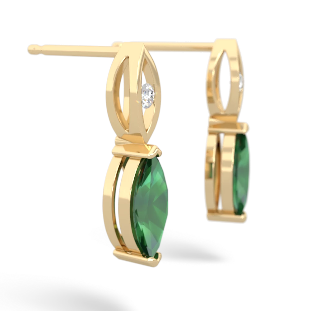 Lab Emerald Marquise Drop 14K Yellow Gold earrings E5333