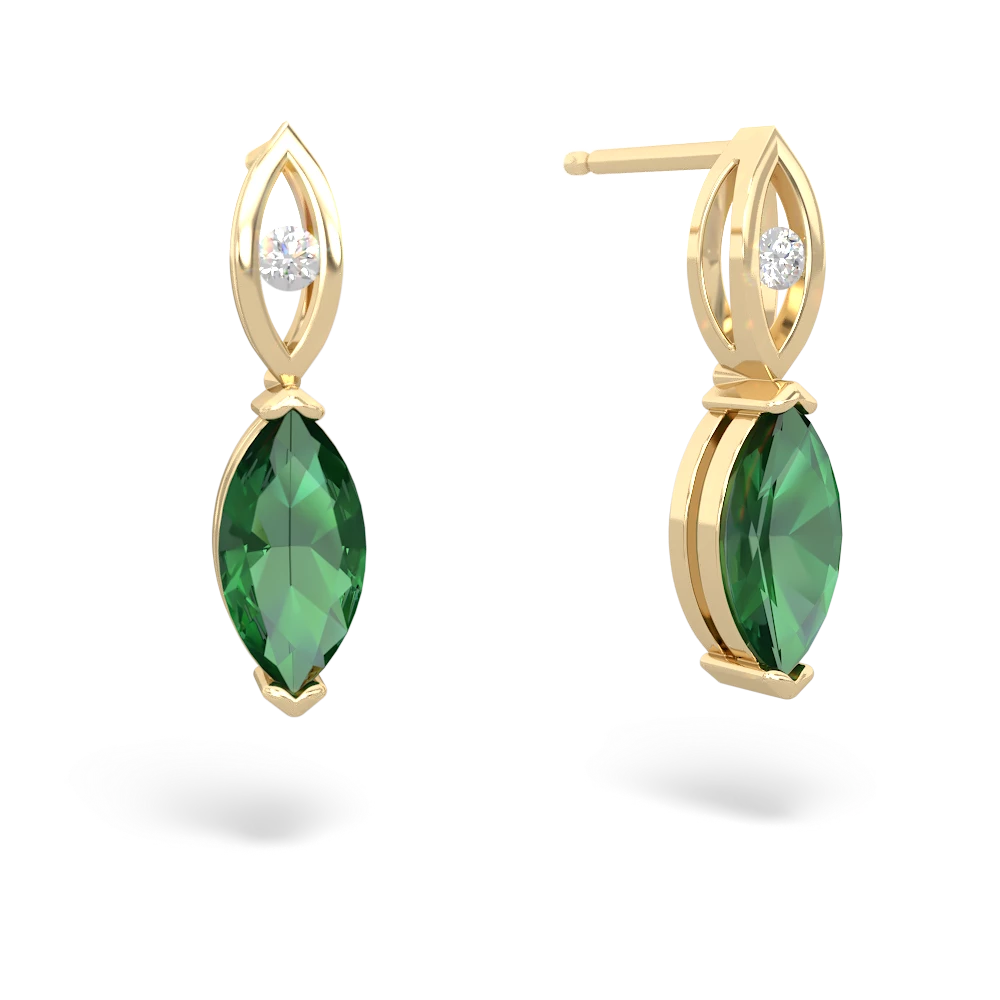 Lab Emerald Marquise Drop 14K Yellow Gold earrings E5333