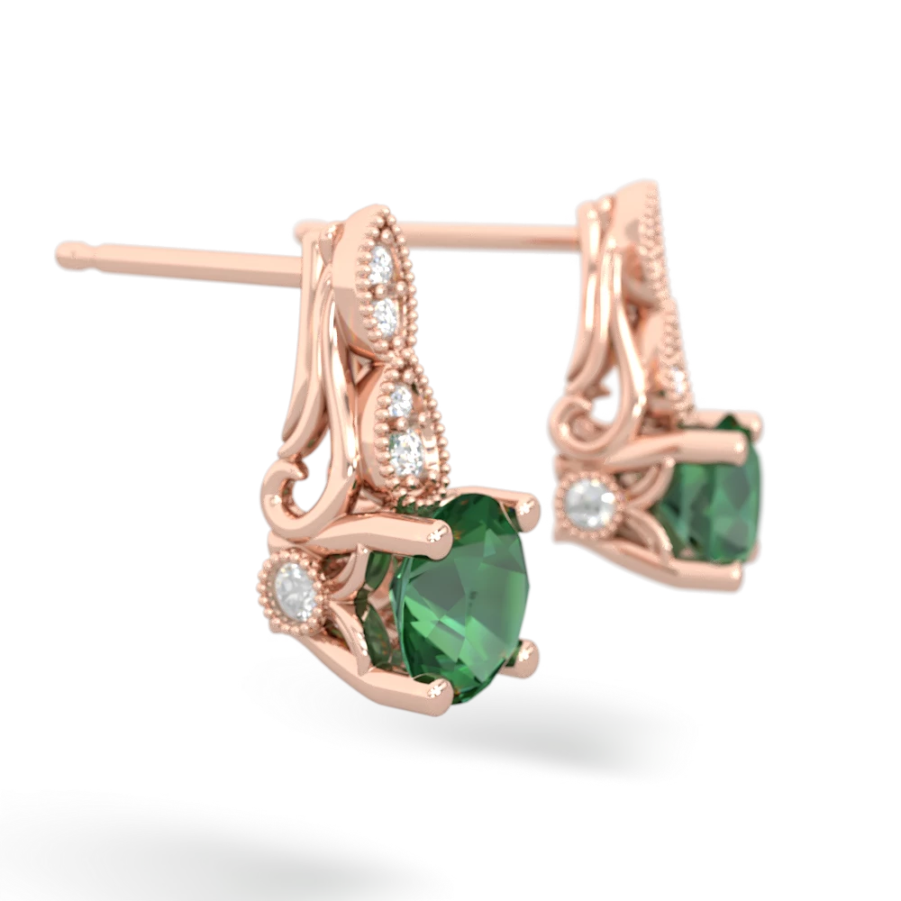 Lab Emerald Antique Elegance 14K Rose Gold earrings E3100