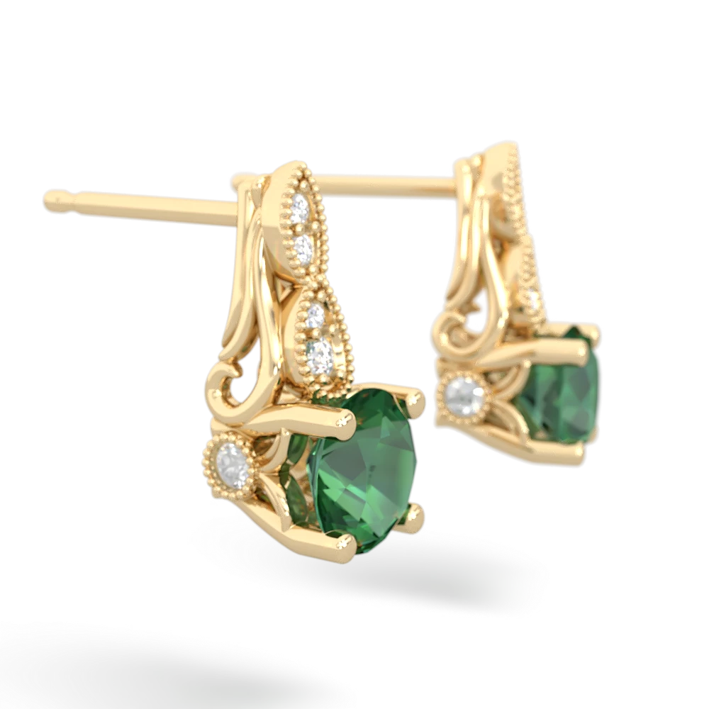 Lab Emerald Antique Elegance 14K Yellow Gold earrings E3100