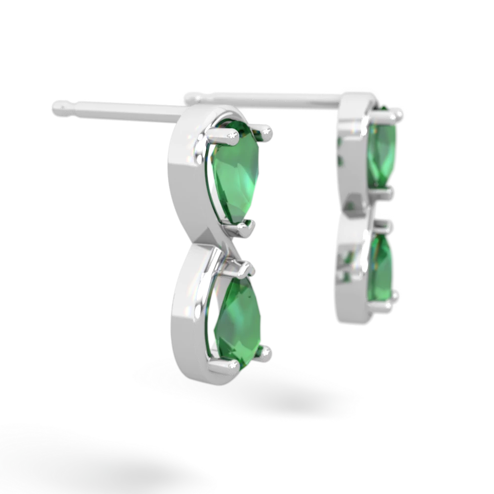 Lab Emerald Infinity 14K White Gold earrings E5050