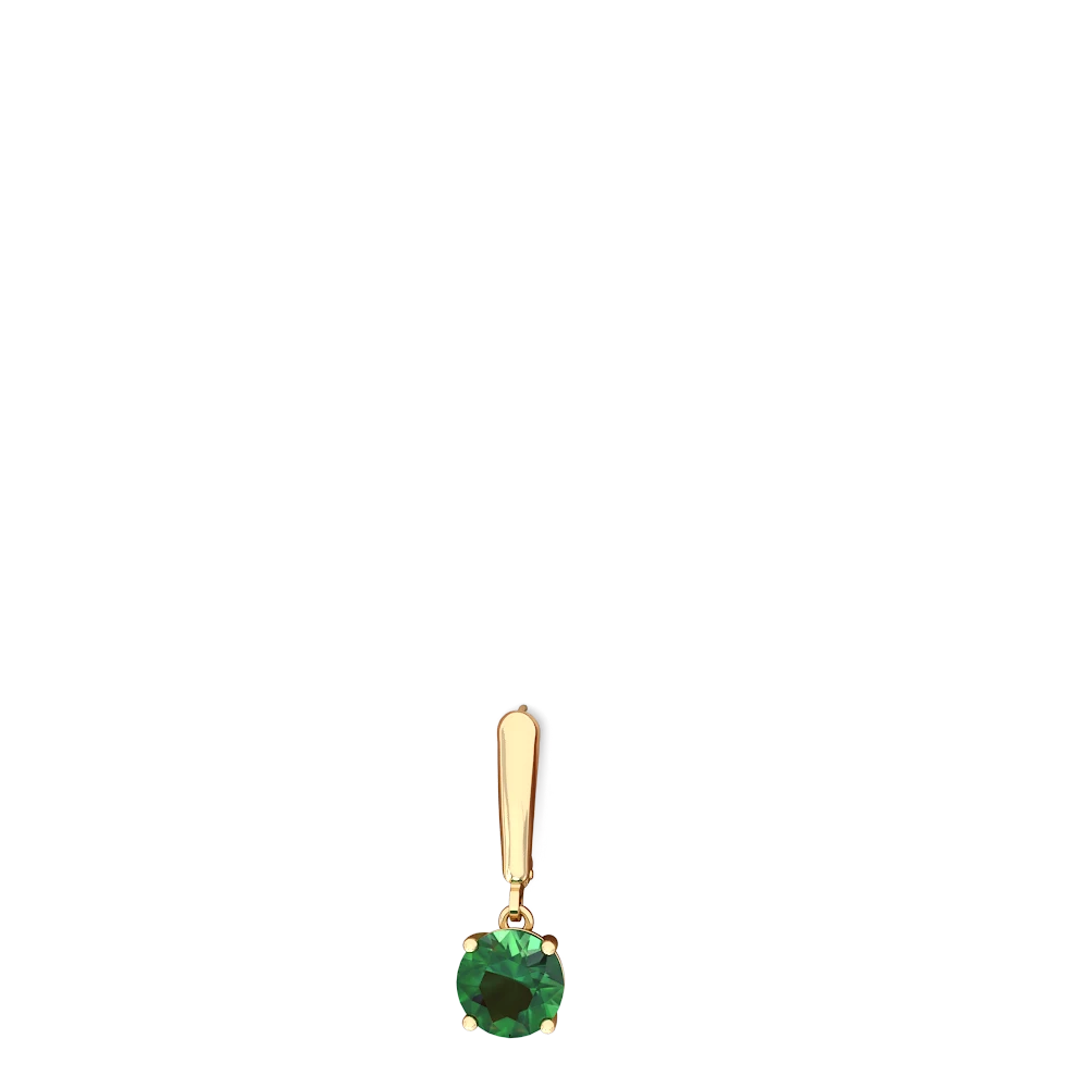 Lab Emerald 8Mm  Round Lever Back 14K Yellow Gold earrings E2788