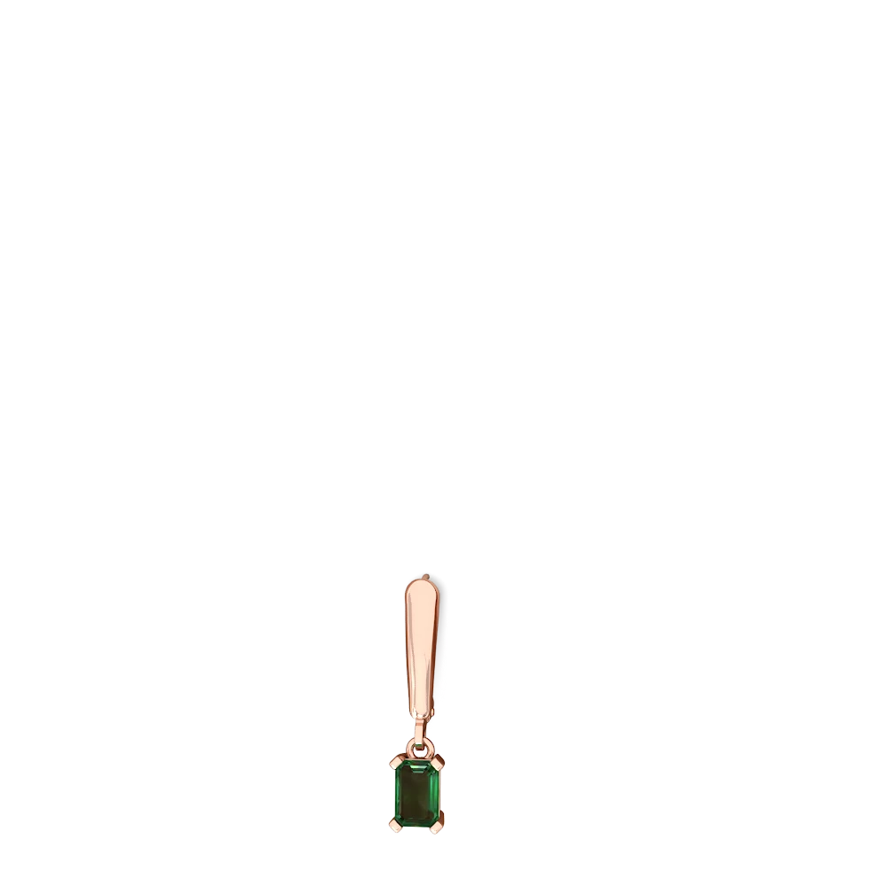 Lab Emerald 6X4mm Emerald-Cut Lever Back 14K Rose Gold earrings E2855