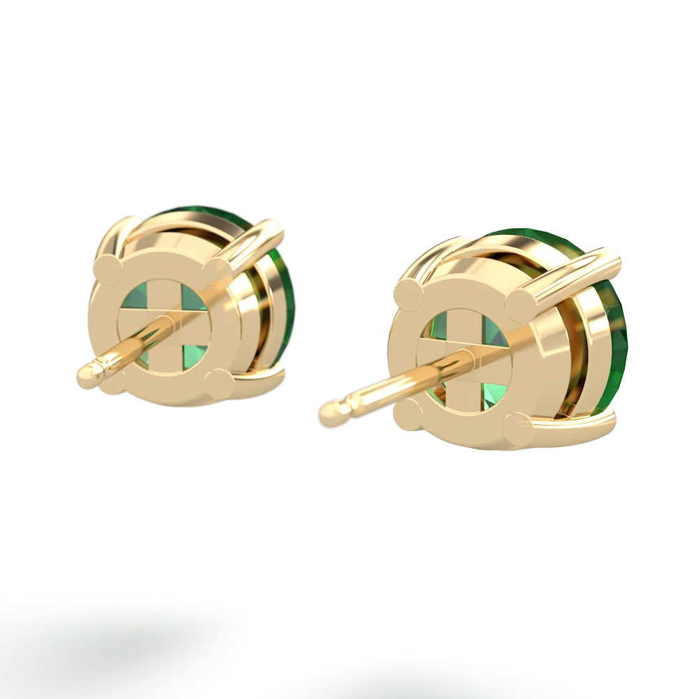 Lab Emerald 8Mm Round Stud 14K Yellow Gold earrings E1788