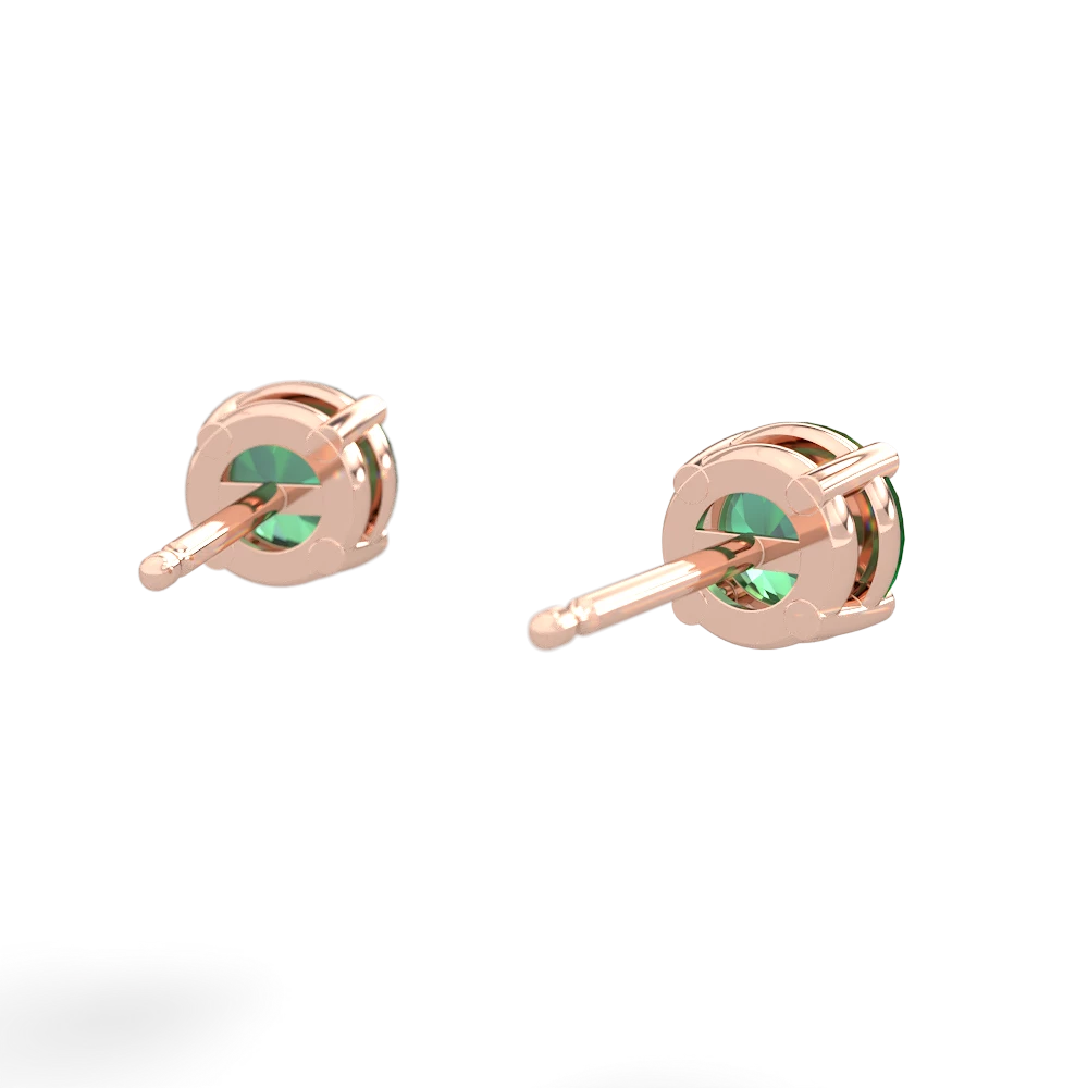 Lab Emerald 5Mm Round Stud 14K Rose Gold earrings E1785