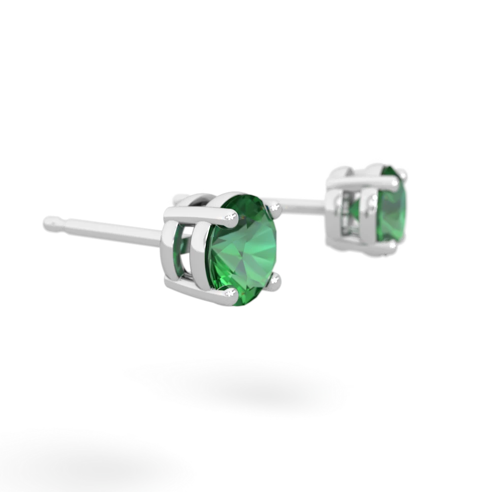 Lab Emerald 5Mm Round Stud 14K White Gold earrings E1785