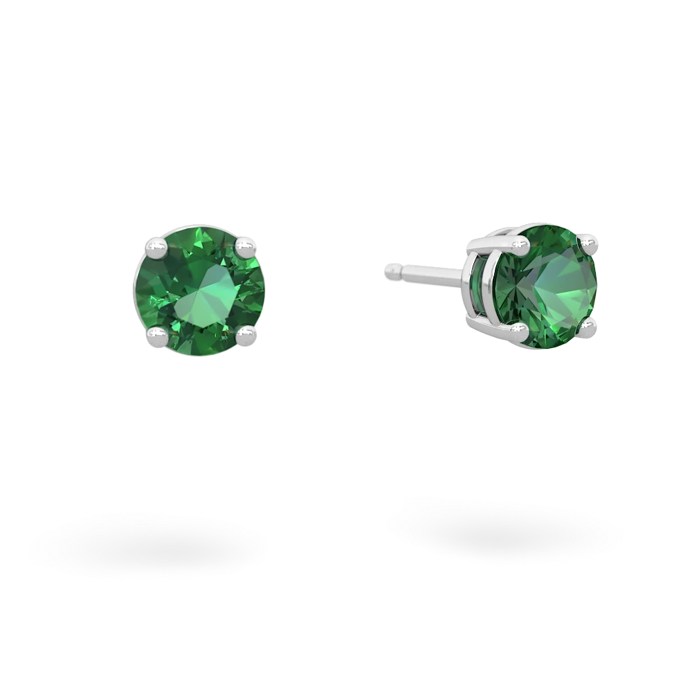 Lab Emerald 5Mm Round Stud 14K White Gold earrings E1785