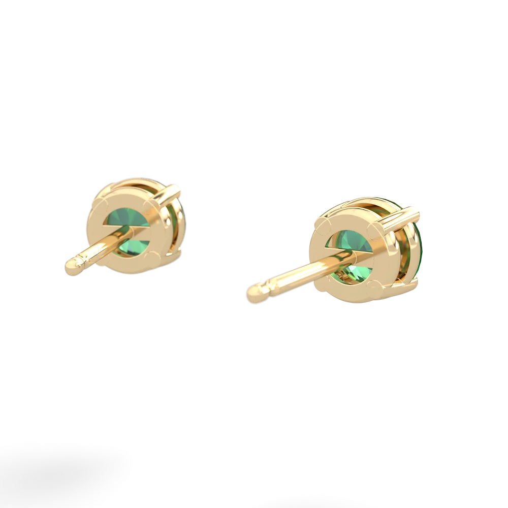 Lab Emerald 5Mm Round Stud 14K Yellow Gold earrings E1785