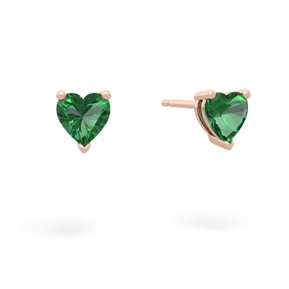 Lab Emerald 5Mm Heart Stud 14K Rose Gold earrings E1861