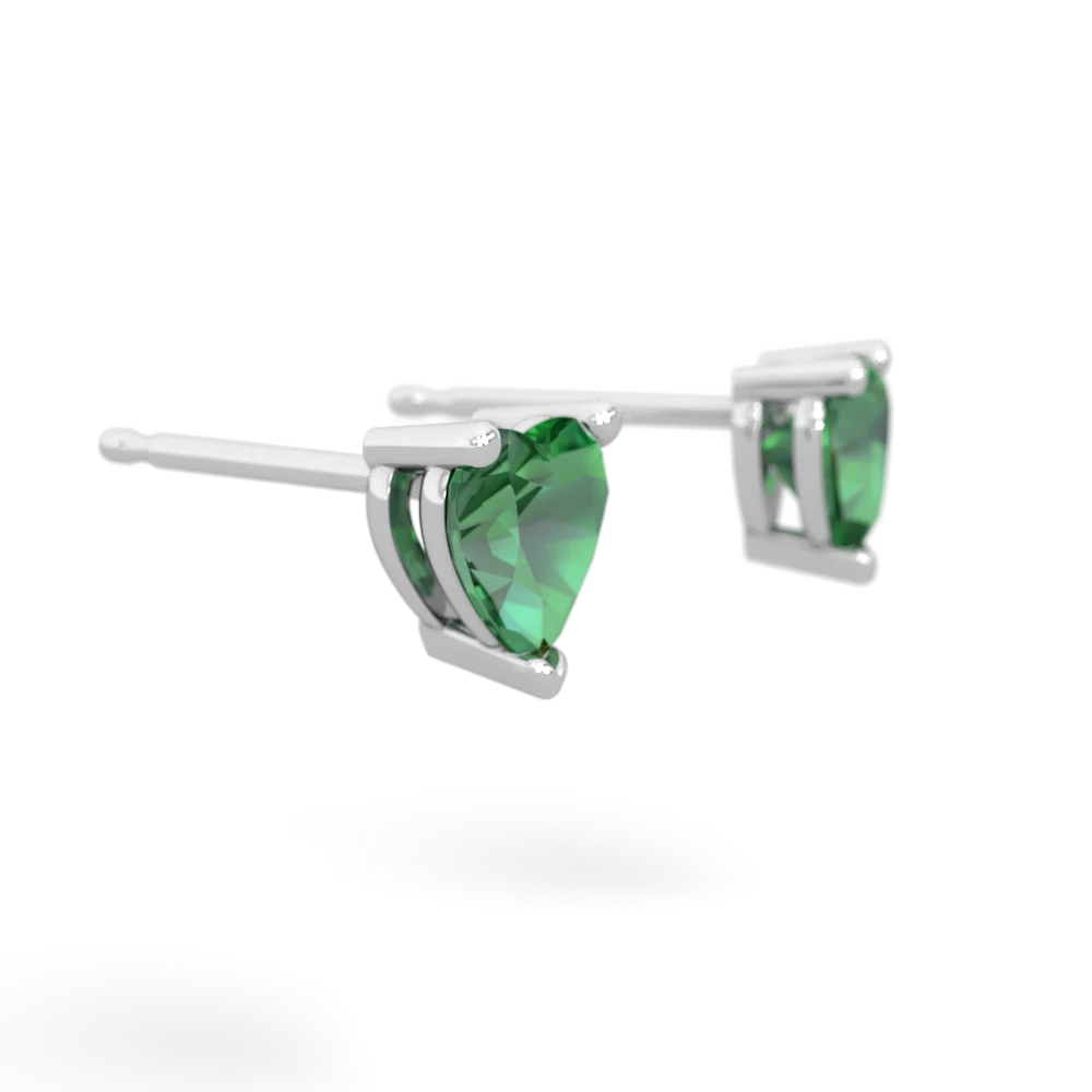Lab Emerald 5Mm Heart Stud 14K White Gold earrings E1861