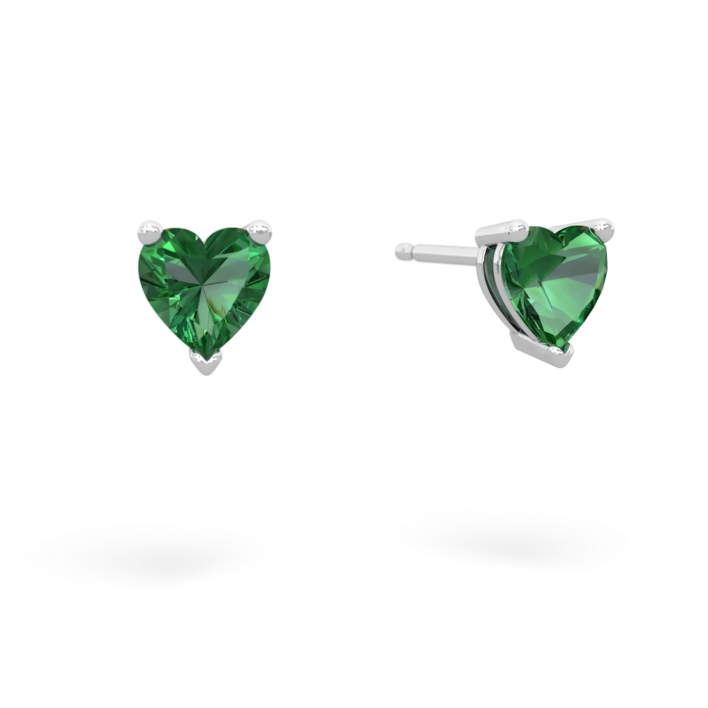 Lab Emerald 5Mm Heart Stud 14K White Gold earrings E1861