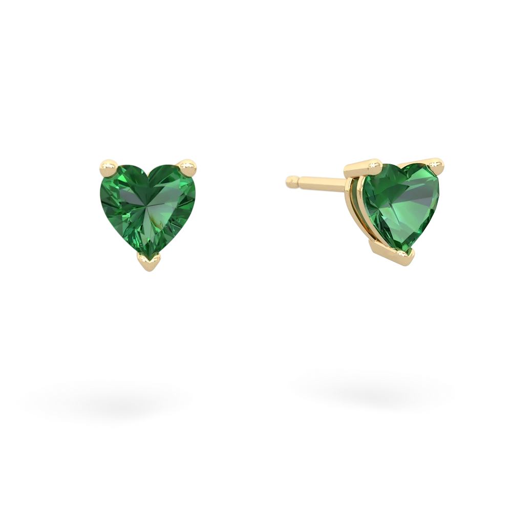 Lab Emerald 5Mm Heart Stud 14K Yellow Gold earrings E1861