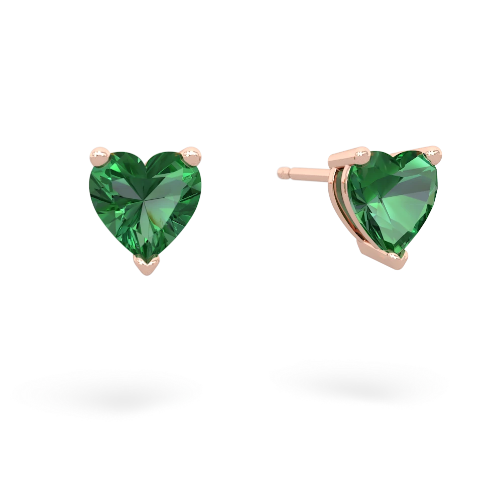 Lab Emerald 6Mm Heart Stud 14K Rose Gold earrings E1862