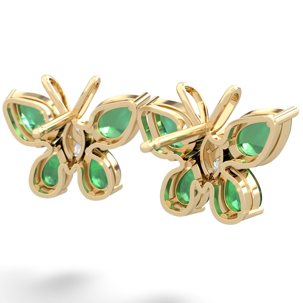 Lab Emerald Butterfly 14K Yellow Gold earrings E2215