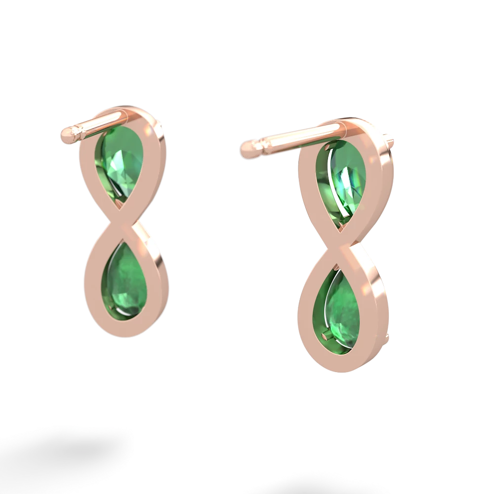 Lab Emerald Infinity 14K Rose Gold earrings E5050