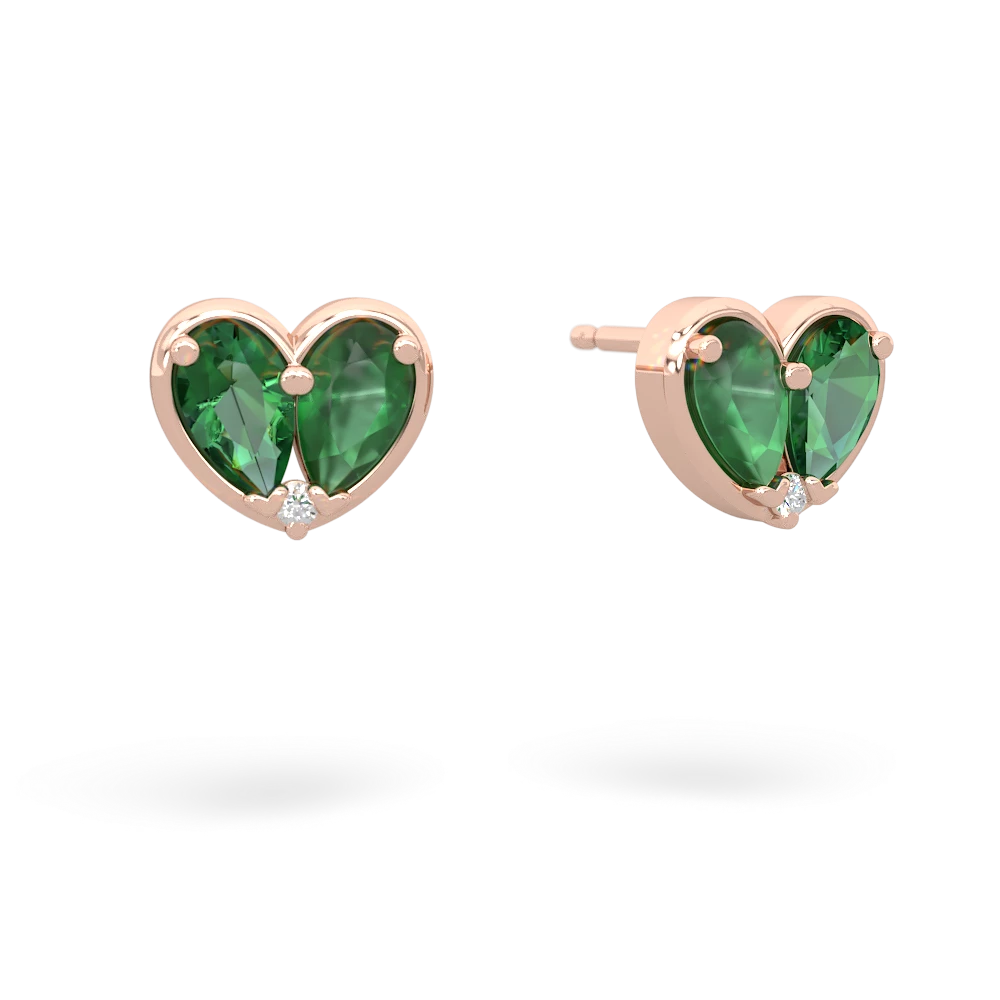 Lab Emerald 'Our Heart' 14K Rose Gold earrings E5072