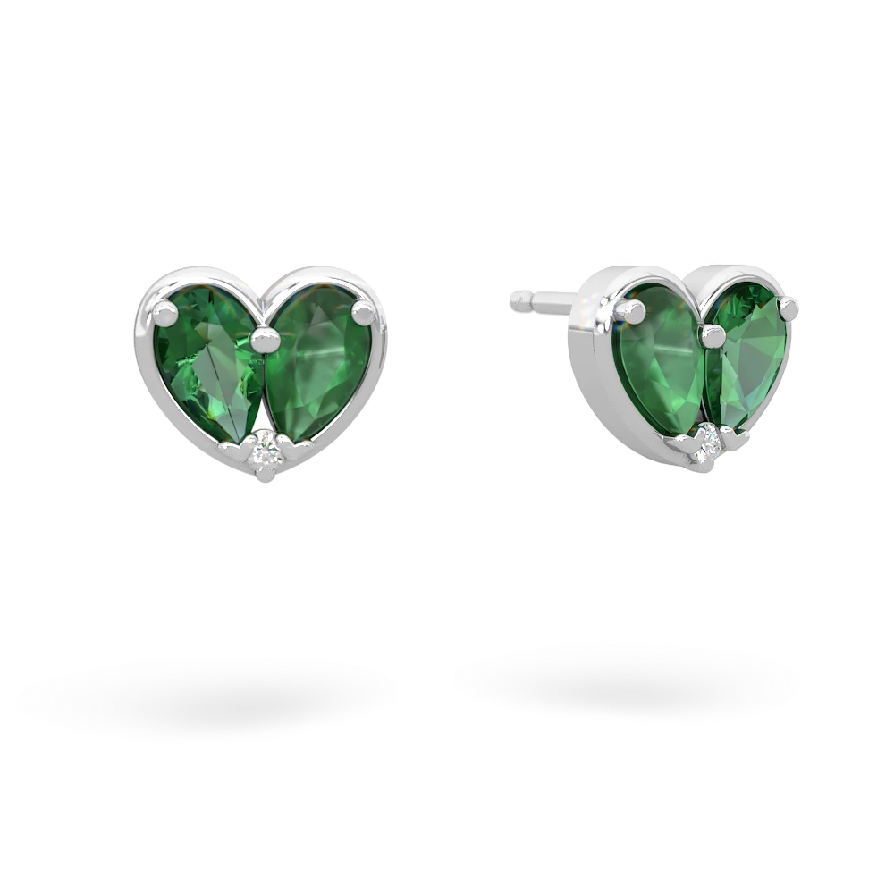 Lab Emerald 'Our Heart' 14K White Gold earrings E5072