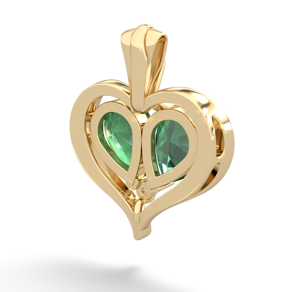 Lab Emerald Two Become One 14K Yellow Gold pendant P5330