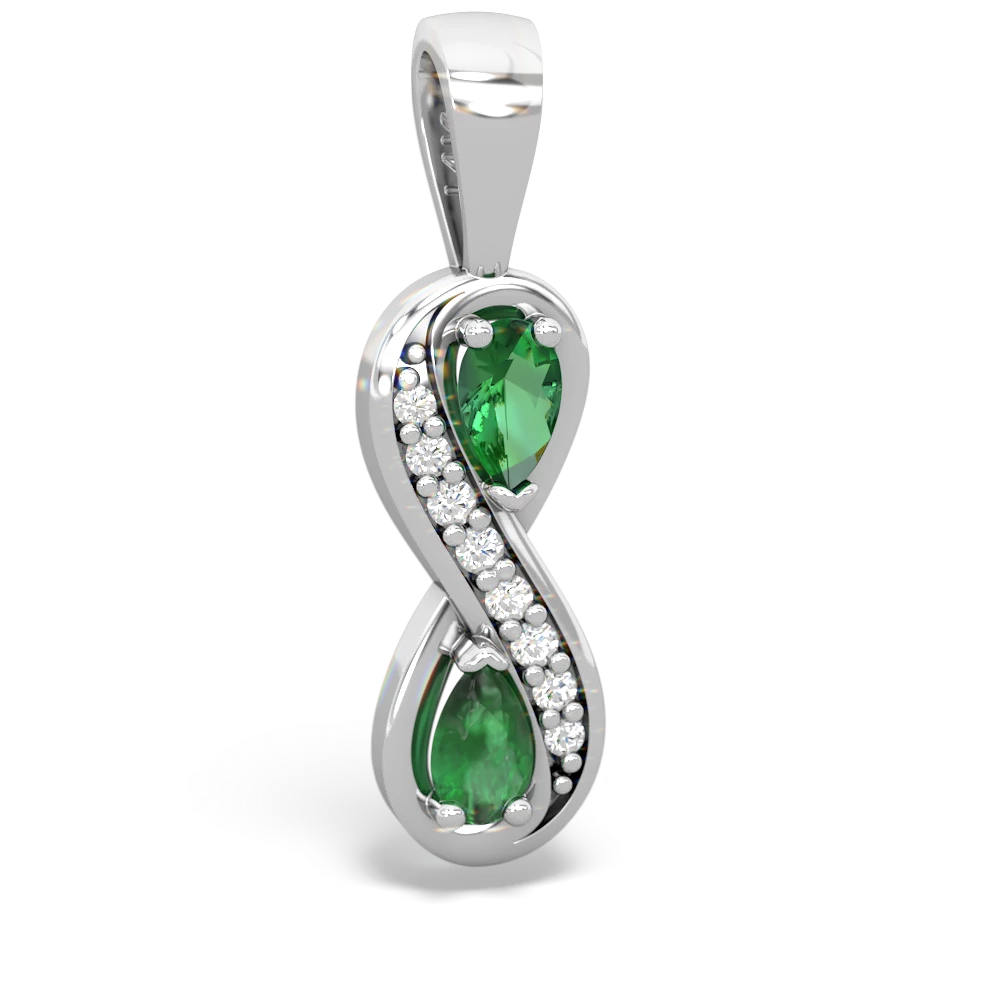 Lab Emerald Diamond Infinity 14K White Gold pendant P5390