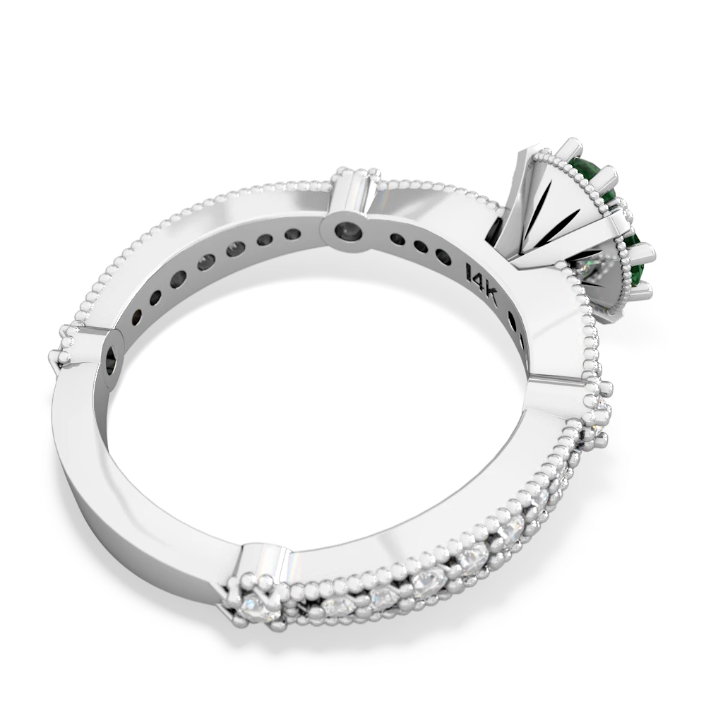 Lab Emerald Sparkling Tiara Cluster 14K White Gold ring R26293RD