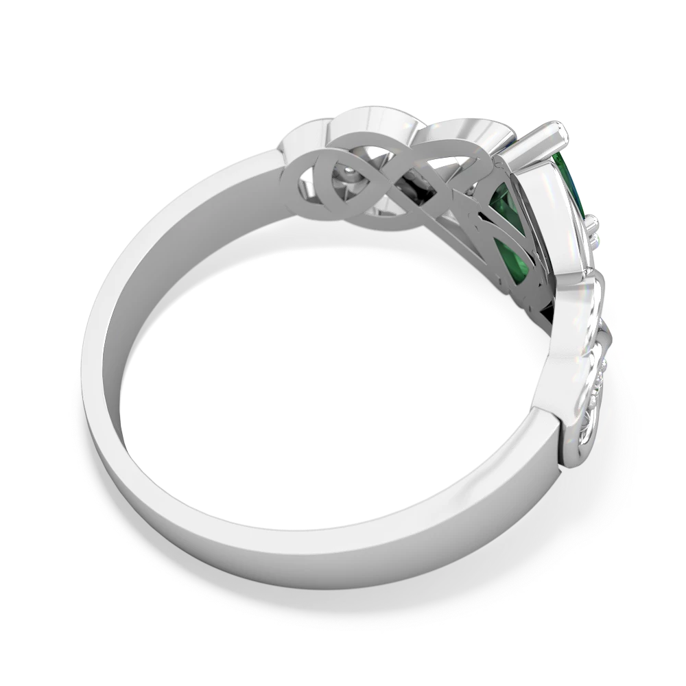 Lab Emerald Keepsake Celtic Knot 14K White Gold ring R5300