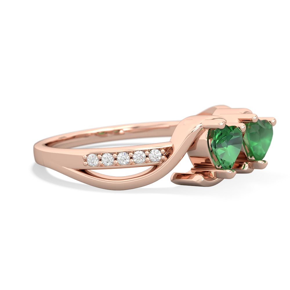 Lab Emerald Side By Side 14K Rose Gold ring R3090