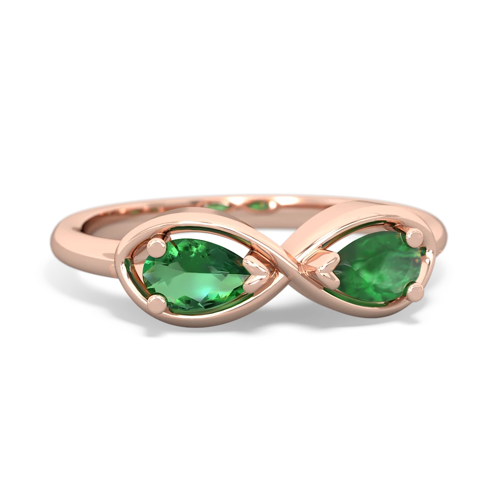 Lab Emerald Infinity 14K Rose Gold ring R5050